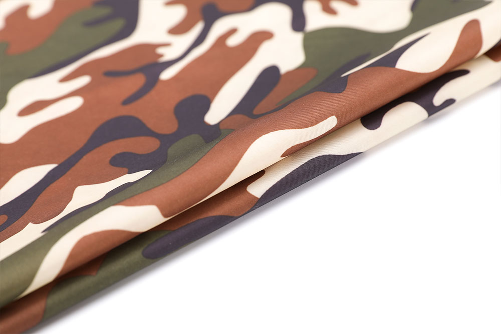 Camo printed 210T FR WR and anti-mosquito PU coated taffeta fabric for tent