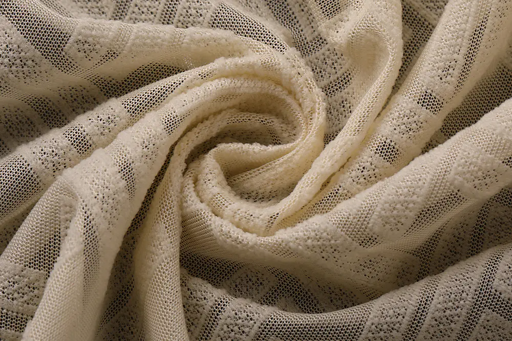 KLV-FR--017 Flame-Retardant Jacquard Sheer Curtain Fabric - Elegant Fire-Safe Drapery for Living Rooms